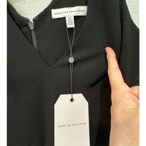 DRESS THE POPULATION *SALE* NWT $198 Sandra Plunging V Neck Black Maxi Size XXS - Picture 11 of 12